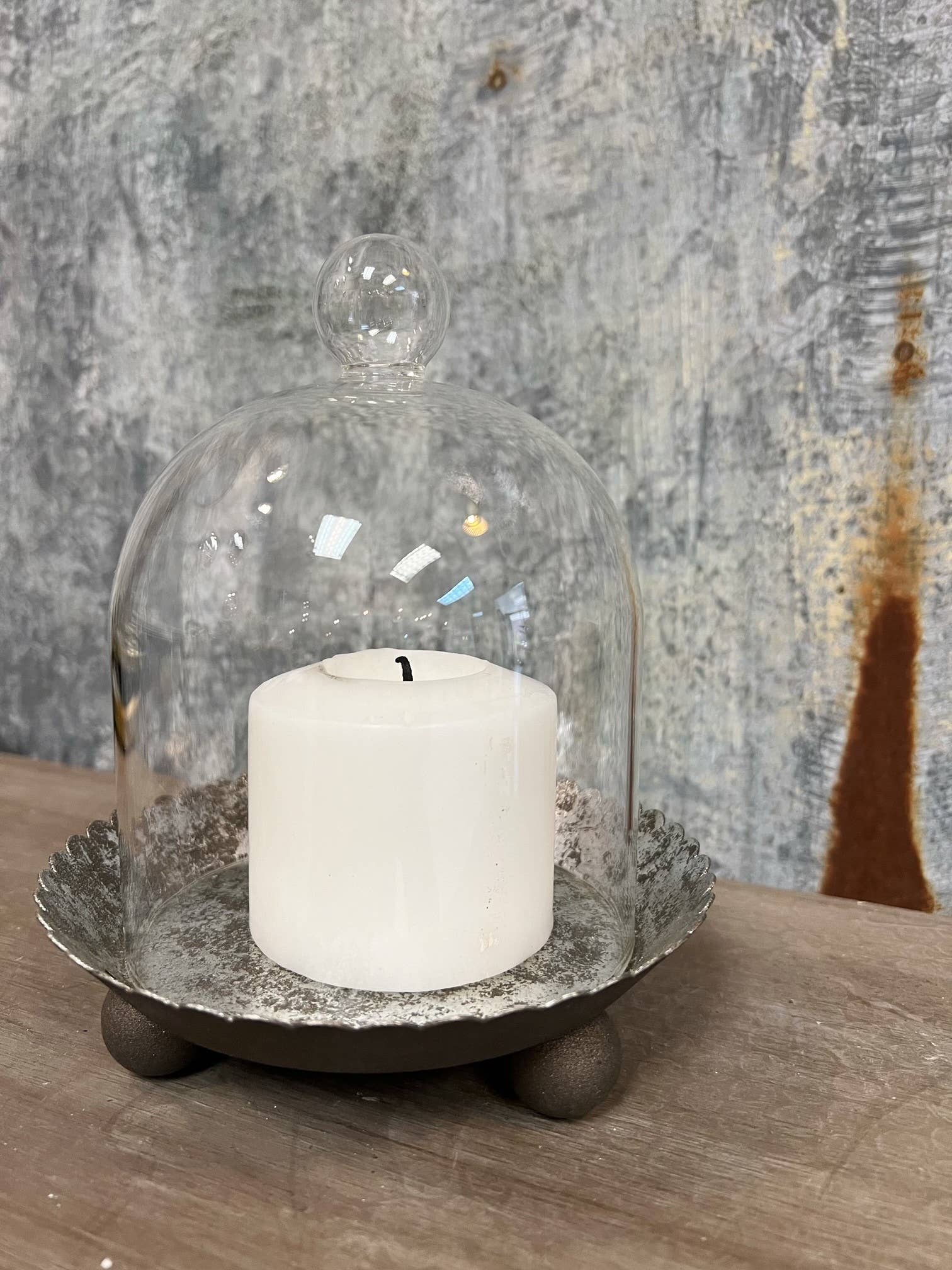 Cloche Candle Holder with Metal Plate