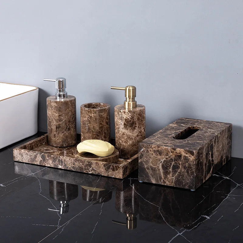 Emperador Dark Marble Bathroom Accessories