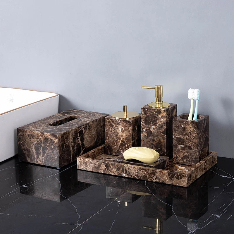 Emperador Dark Marble Bathroom Accessories