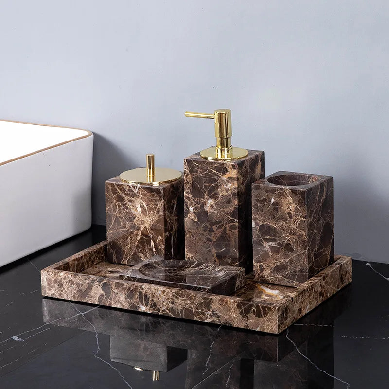 Emperador Dark Marble Bathroom Accessories