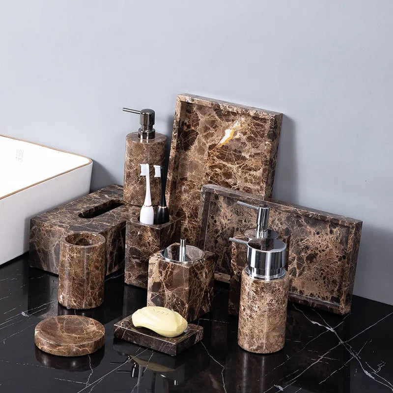 Emperador Dark Marble Bathroom Accessories