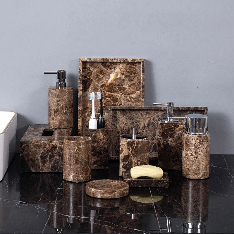 Emperador Dark Marble Bathroom Accessories