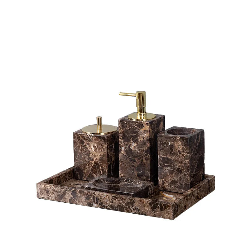 Emperador Dark Marble Bathroom Accessories