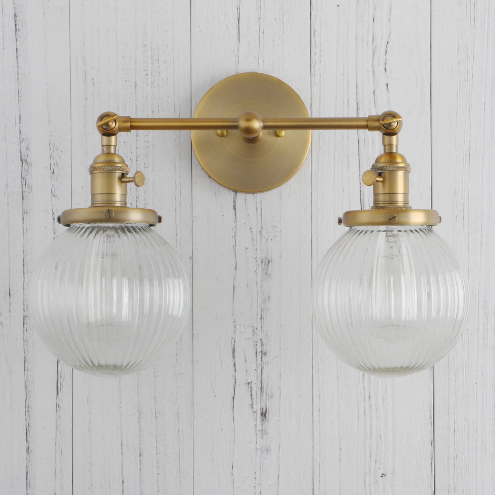 Double Sconce with Hand Blown Glass