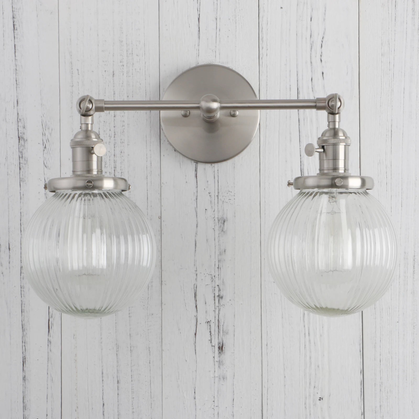 Double Sconce with Hand Blown Glass