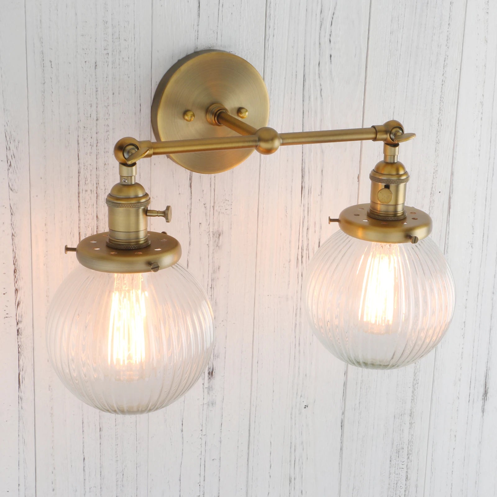 Double Sconce with Hand Blown Glass